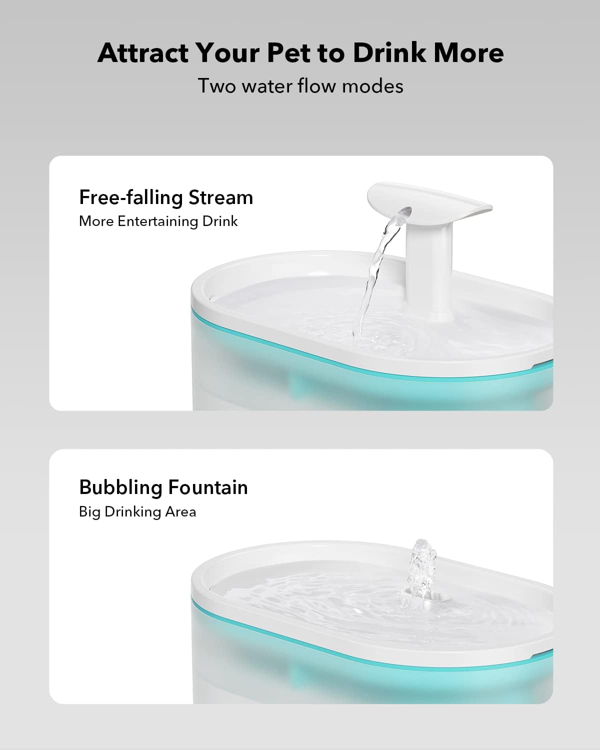 PETLIBRO Pet Water Fountain, Visible Water Level Design, 2.1L Quiet Pet Water Dispenser with Dual Water Modes and 4 Replacement Filters for Cats and Small Dogs, Blue