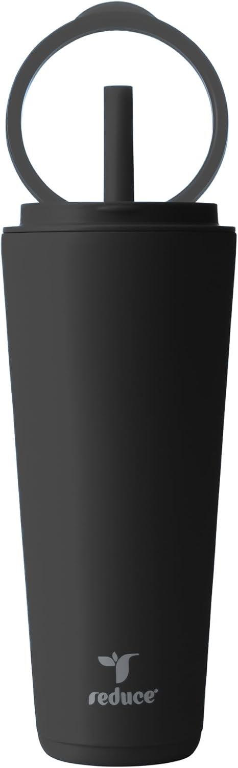 REDUCE Halo 32 oz Stainless Steel Vacuum Insulated Tumbler - Spill Proof Travel Mug with Flip Handle Lid - Keeps Drinks Cold for 32 Hrs - Dishwasher Safe - Cupholder Friendly - Phantom
