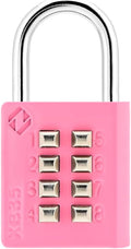XB35 8-Digit Push Button Combination Padlock, 4 Digit Locking Mechanism, Pink, 1-Pack