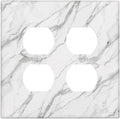 Decorative Outlet Covers Modern Grey Marble Texture 2 Gang Light Switch Cover Plate Double Duplex Wall Plates for Electrical Outlets Switch Plate Covers for Bedroom Kitchen Home Decor