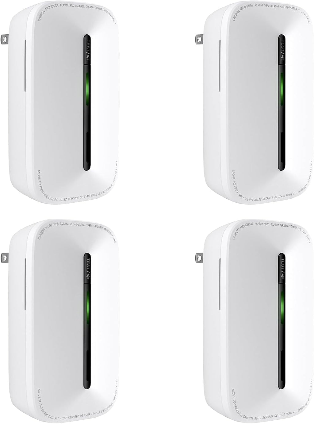 4 Packs Carbon Monoxide Detectors Plug in, 10-Year Battery Powered CO Detector with Breathing Light, Portable Traval Carbon Monoxide Alarm for Home/Office/RV