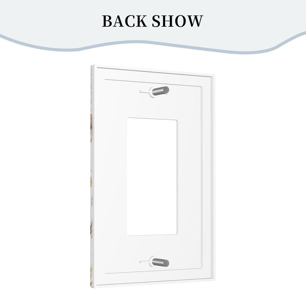 Personalized Wall Plate Decorative Light Switch Cover Boho White Background Butterfly Rustic Flower Single Rocker Switchplate 1 Gang Outlet Covers Decora Light Switch Plate