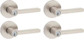 Kwikset Halifax Entry Door Handle with Lock and Key, Secure Keyed Reversible Lever Exterior, for Front Entrance and Bedrooms, Satin Nickel, 4 Pack, Pick Resistant SmartKey Rekey Security and Microban