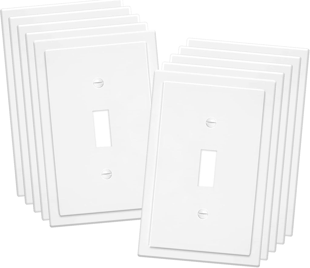 1-Gang Modern Edge Decorative Wall Plate Cover Switch Outlet Single Toggle Electrical Faceplate for Light Switches, Smart Switch, GFCI, Dimmers, Receptacle, USB Outlet (10 Pack, Single Toggle)
