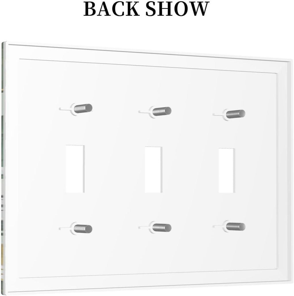 Decorative Switch Plates Boho Tropical Leaves 3 Gang Wall Plate Triple Toggle Light Switch Cover Faceplate Electrical Wall Panels for Bedroom Bathroom Decor