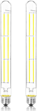 11.8IN 1000LM 5000K Daylight White Light Bulbs E26 Base, T10 T9 Edison Bulbs Dimmable 8W, AC 120V 100 Watt Equal Filament Bulb, Vintage Clear Glass Long Tubular LED Bulb, UL Listed - 2Pack