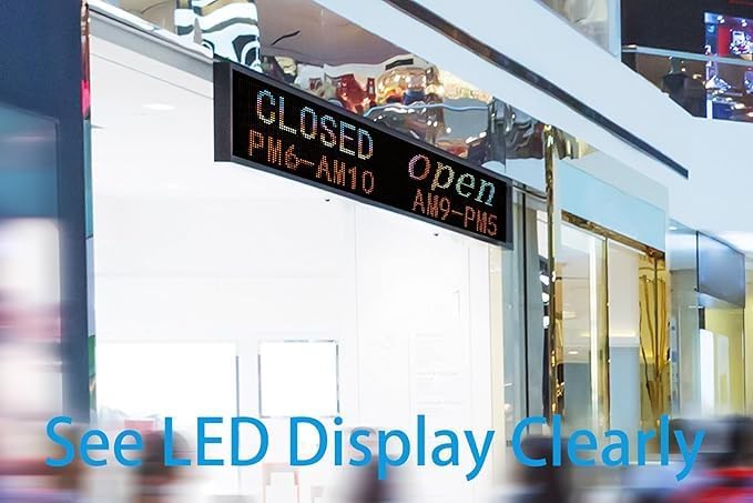 Commercial P7 LED Sign Board: 40x11 Inch Waterproof Double-Sided Full-Color Display with USB & WiFi for Programmable Scrolling Messages, High-Brightness for Indoor/Outdoor All-Weather Use