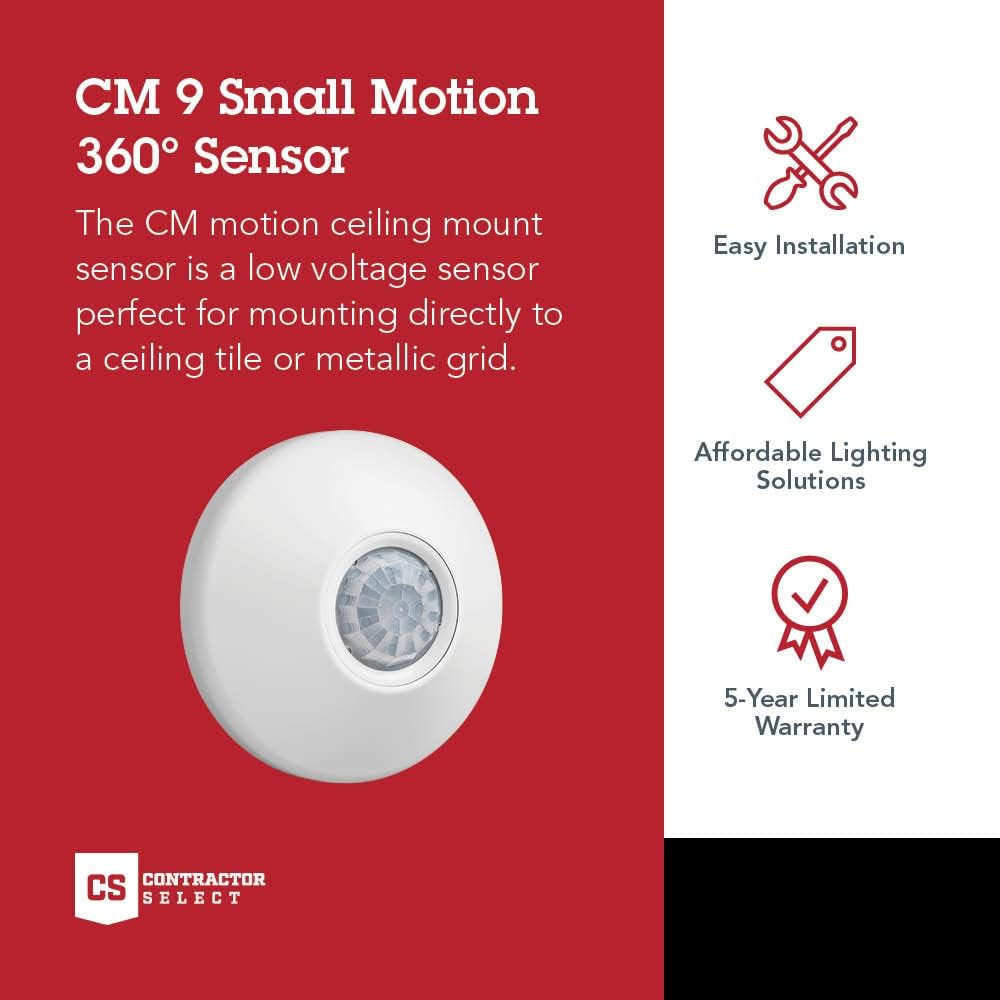 SensorSwitch Ceiling Motion Sensor, Passive Infrared PIR Occupancy Sensor, 360° Small Motion Detection, Indoor Use, Low Voltage, Standard Range