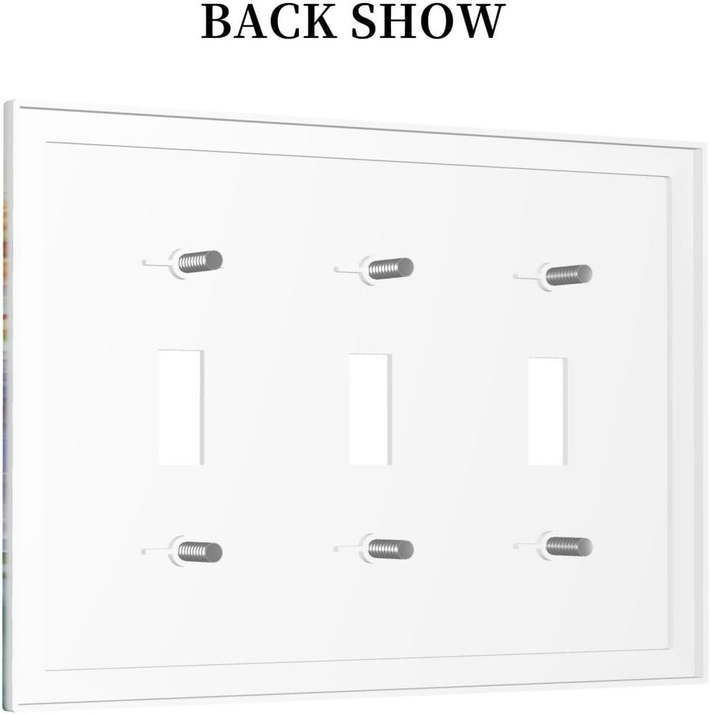 Decorative Light Switch Plate Covers Rustic Colorful Floral Garden Flowers 3 Gang Light Switch Cover Plate Triple Toggle Wall Plate Outlet Covers Faceplate for Country Bedroom Home Decor