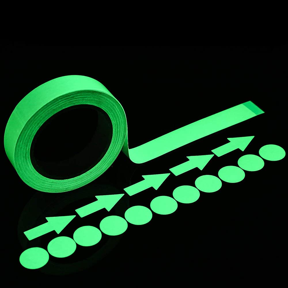 LLPT Glow in The Dark Tape 2” x 33 Ft Self Adhesive Neon Luminous Tape Rechargeable Brightness Fluorescent Sticker Tape for Sport Gears Night Part DIY Craft Color Green (GD233G)