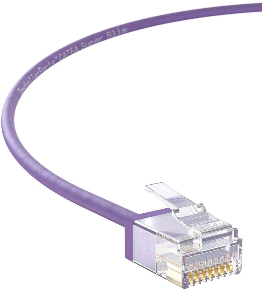 InstallerParts Ethernet Cable CAT6A Super Slim Cable UTP 3 FT (200 Pack) - Purple - Professional Series - 10Gigabit/Sec Network/High Speed Internet Cable, 550MHZ, 32AWG