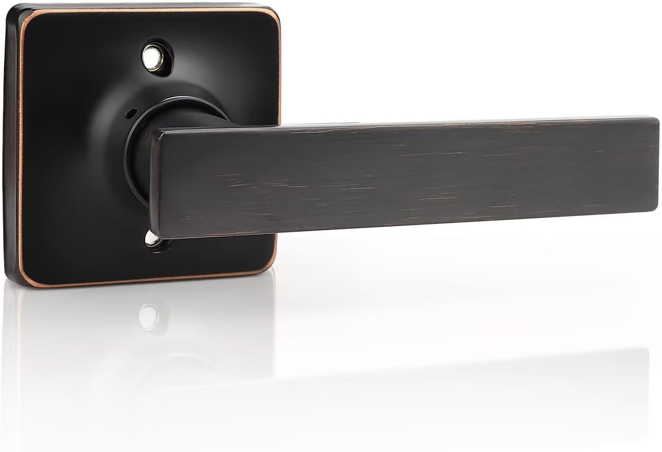 GOBEKOR 4 Pack Bronze Door Handles Interior Single Dummy Door Handle for Closets Keyless Interior Closet Door Levers