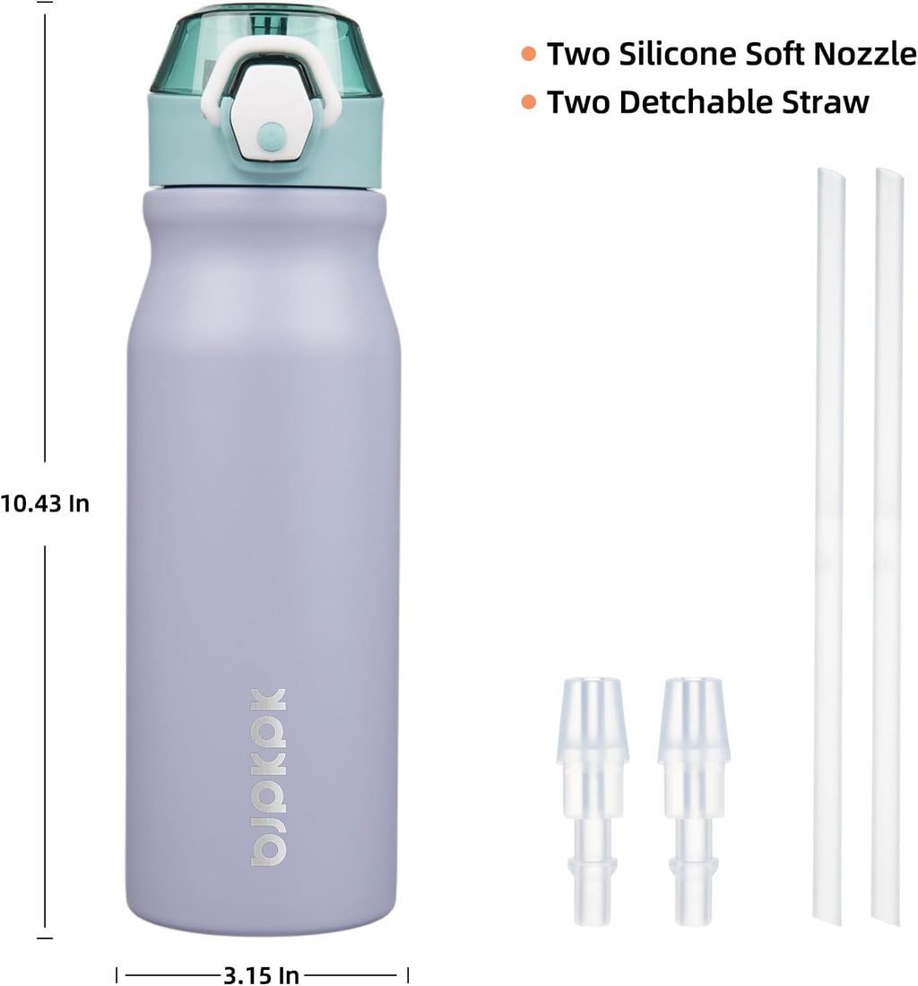 BJPKPK Stainless Steel Insulated Water Bottle with Straw Lid 25oz Reusable Metal Thermal Flask Bottles Keep Cold and Hot,Modern Blue