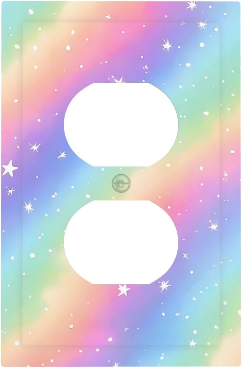 Decorative Outlet Covers Pink Blue Purple Iridescent Rainbow 1 Gang Duplex Light Switch Cover Plate Unique Wall Plates for Electrical Outlets Switch Plate Covers for Bedroom Home Decor