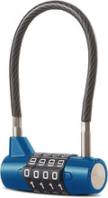 Combination Lock Cable Lock with 4 Digits Cabinet Lock with 3.5" Durable Cable Ideal for lockers, Gym, gate, Fence, Toolbox, case, hasp Storage and Outdoor（Blue） (3.5")