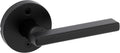Kwikset Halifax Dummy Door Handle, Single Sided Round Lever for Closets, French Double Doors, and Pantry, Matte Black Non-Turning Reversible Interior Push/Pull Lever, with Microban Protection