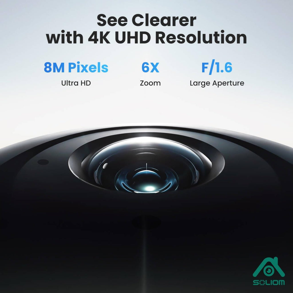 SOLIOM- True 8MP HD Security Cameras Outdoor Wireless, Add-On Camera, Solar Powered, Auto Tracking,Requires Homebase, Homebase Supports Up to 4 Cams