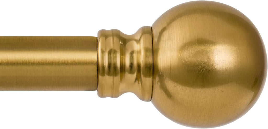 Modern Gold Curtain Rods for Windows 72 to 144 Inch 1" Diameter Adjustable Heavy Duty Brass Long Window Curtain Rod with Metal Finials for Living Room Bedroom Farmhouse Kitchen Outdoor