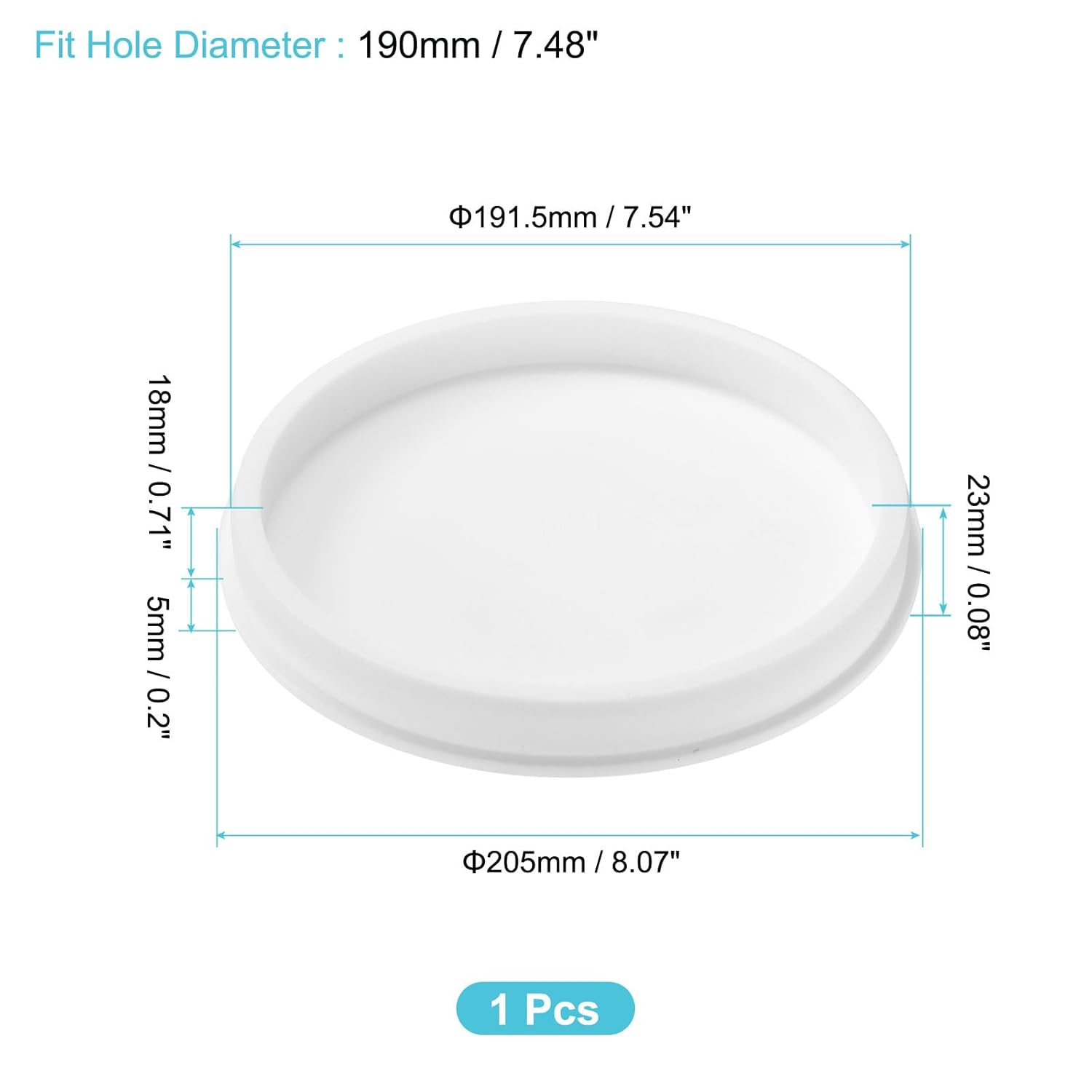 uxcell 1Pcs Silicone Hole Plug, Waterproof Round Rubber Stoppers Bottle Seal Plugs Tube Pipe End Caps for 190mm/7.48" Hole for Bathtub Bottle, White
