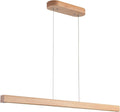 47" 36W 1-Light Wooden Led Linear Pendant Light Dimmable Led Chandelier Ceiling Hanging Light Fixtures Modern Chandeliers for Dining Room Kitchen Island Pool Table Lights Natural