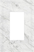 Decorative Outlet Covers Marble Granite White And Grey 1 Gang Single Rocker Light Switch Cover Plate Wall Plates GFCI Faceplate for Home Bedroom Decor