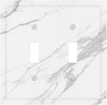 Decorative Switch Plates Modern White Gray Marble 2 Gang Double Toggle Outlet Light Switch Cover Wall Plate Electrical Faceplate for living Room Bathroom Decor