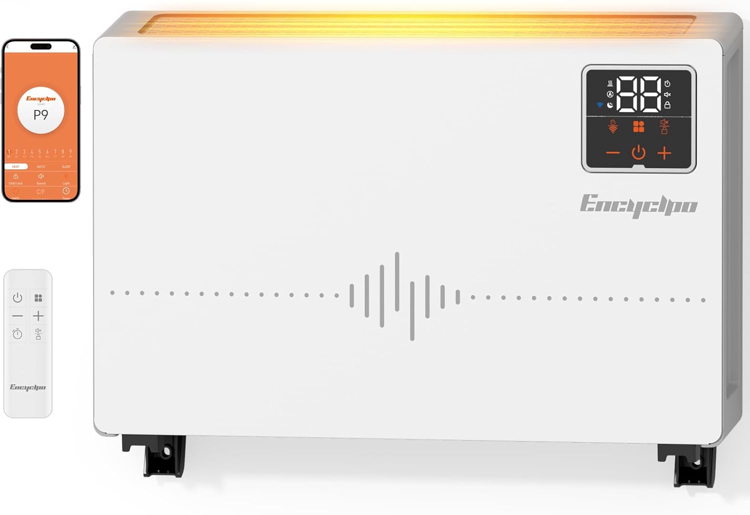 Smart Wall Heater with Wireless and Remote Control, 1500W Space Heaters for Indoor Use, Wall Mounted/Floor Electric Heater with Thermostat, Works with Alexa, 24H Timer,for Bedroom, Garage