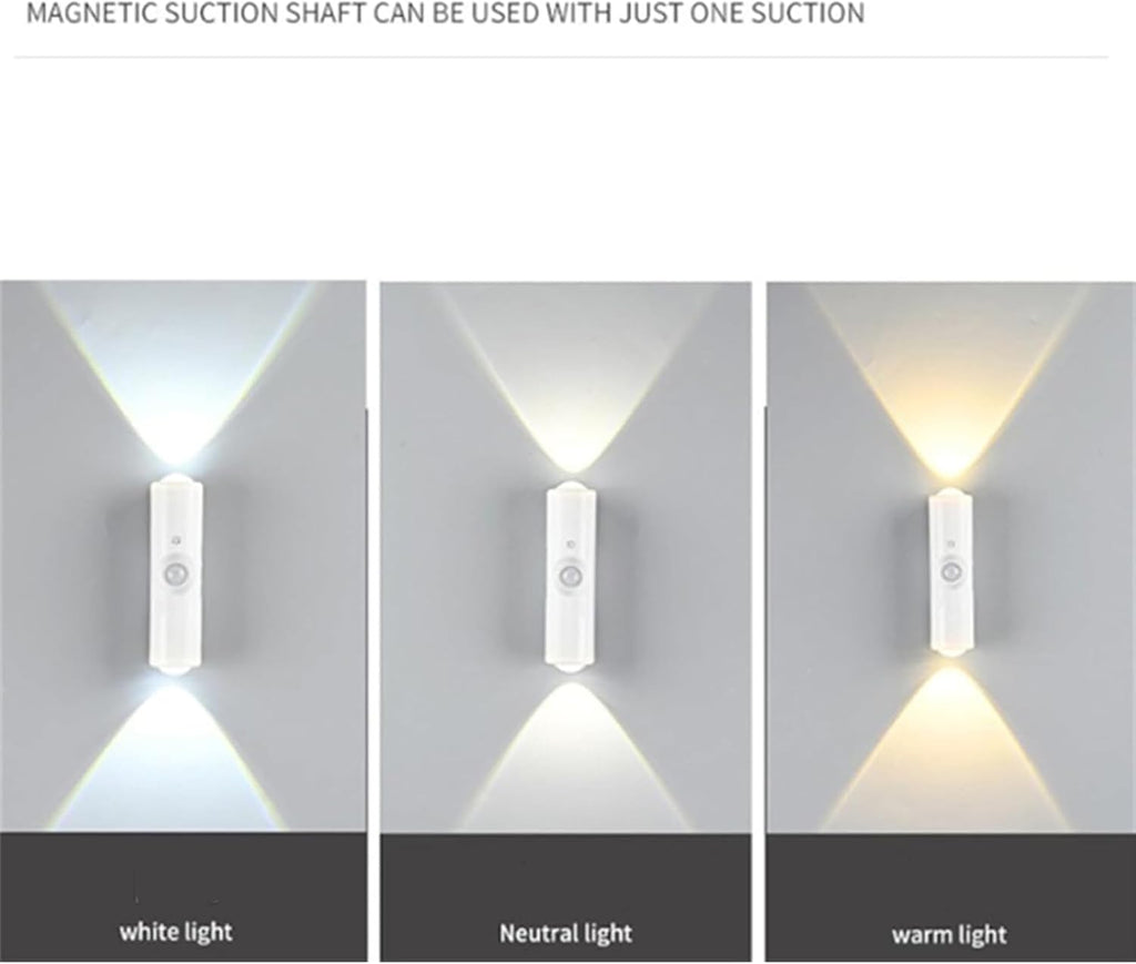 Rechargeable Smart LED Motion Sensor Ambient Light, Punch-Free Smart Sensor Magnetic Rechargeable LED Lights, Color Changing Motion Sensor Light for Stairs, Wardrobe, Cabinet (6, Black-3 Colors)