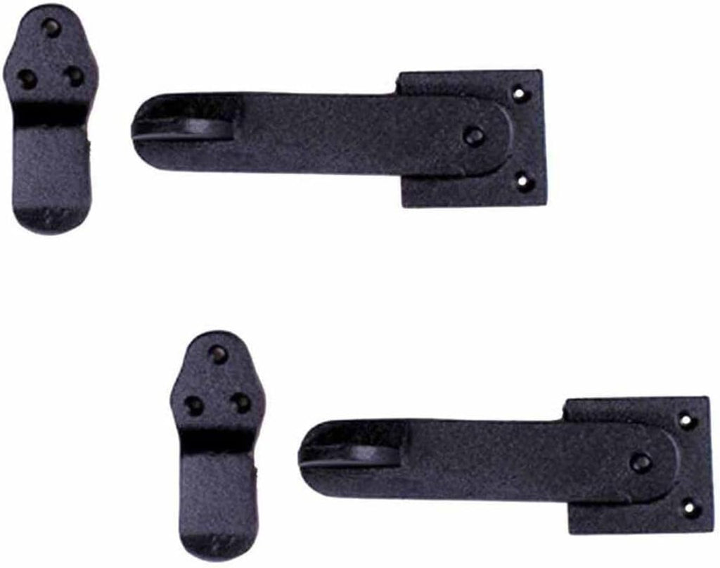 Renovators Supply Manufacturing Door Latch 5 3/4 in. Black Wrought Iron Gate Latch/Barn Door Latch Lock with Mounting Hardware Pack of 2