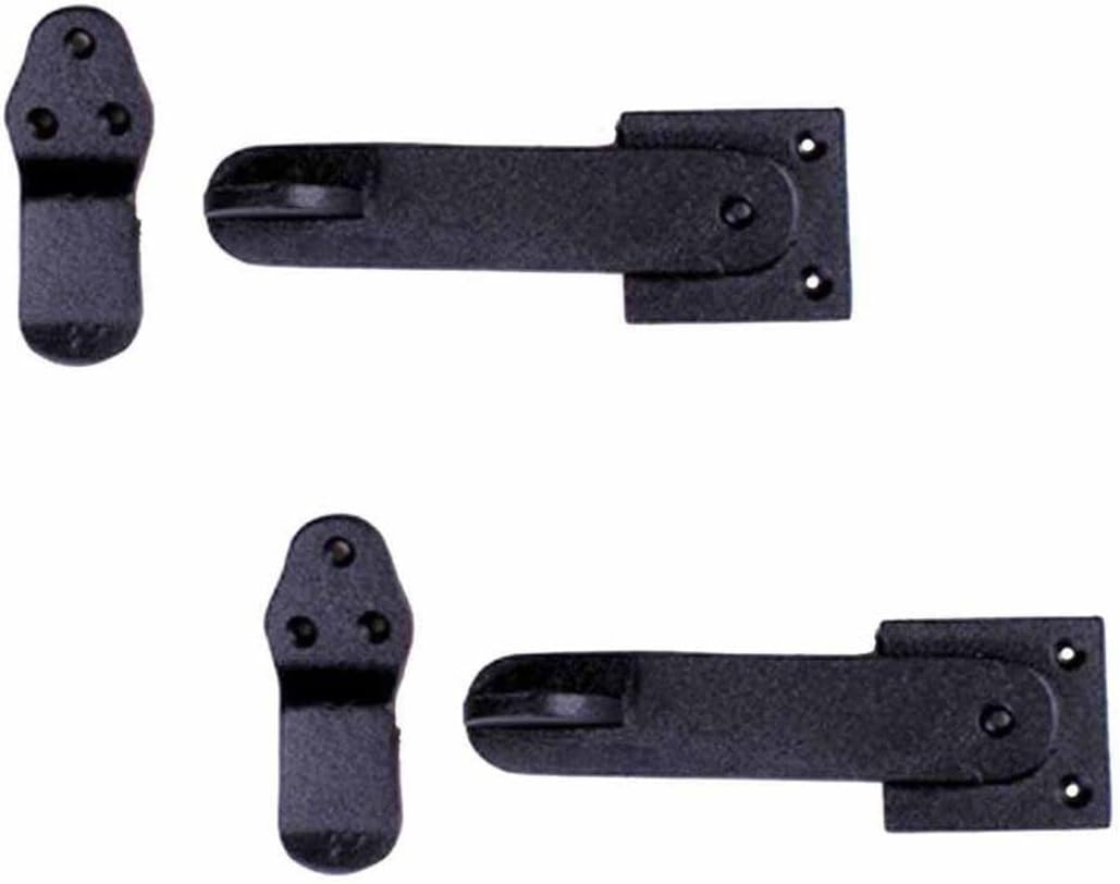 Renovators Supply Manufacturing Door Latch 5 3/4 in. Black Wrought Iron Gate Latch/Barn Door Latch Lock with Mounting Hardware Pack of 2