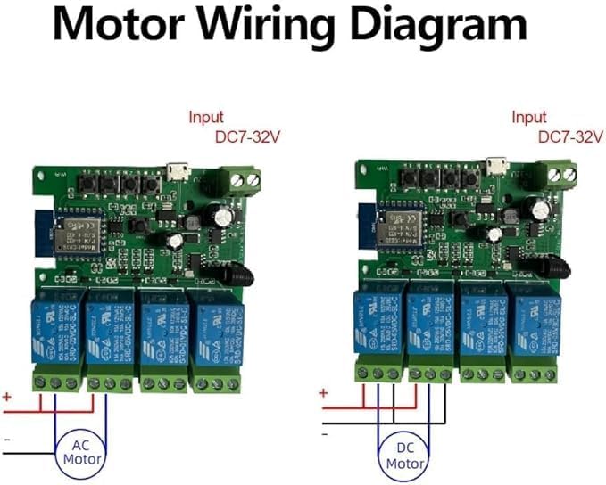 Tuya 4CH Smart Life WiFi Momentary Inching Relay Self-Locking Switch Module,DC/AC 7-32V/USB 5V WiFi RF Bluetooth Relay, Compatible with Alexa Goolge Home