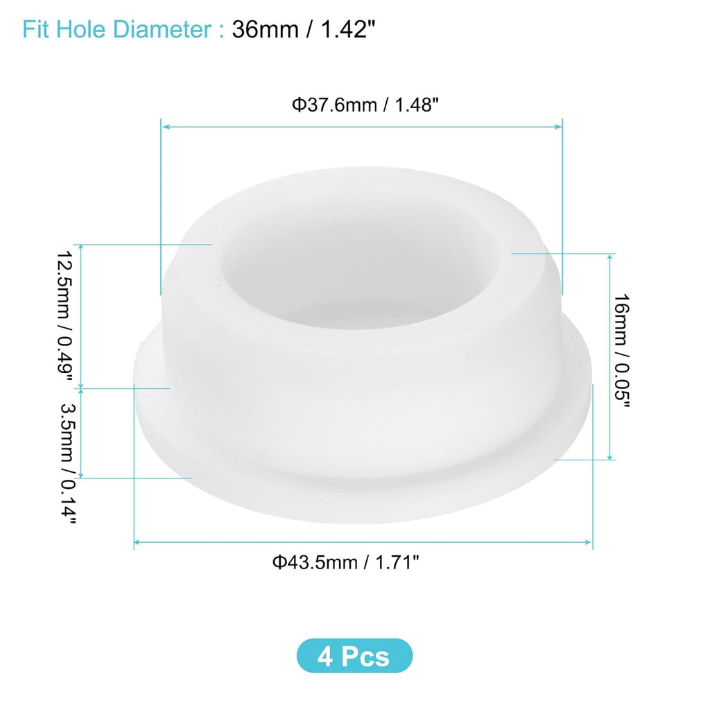 uxcell 4Pcs Silicone Hole Plug, Waterproof Round Rubber Stoppers Bottle Seal Plugs Tube Pipe End Caps for 36mm/1.42" Hole for Bathtub Bottle, White