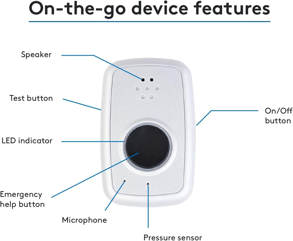 ADT - On-The-Go Mobile Medical Alert System for Seniors - GPS Capabilities, Included Waterproof Wearable Panic Button, 24/7 U.S. Based Monitoring (Fall Detection Pendant)