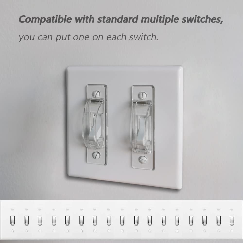 Wall Switch Guard, ILIVABLE Child Proof Light Switch Plate Covers Protects Your Lights from being Accidentally Turned On or Off by Children and Adults (Clear, 8 Pack)