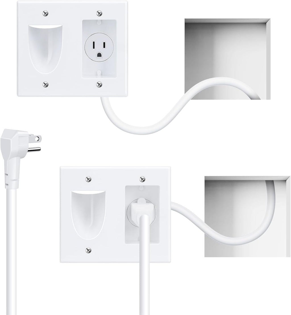in Wall Cable Management Kit,TV Cord Hider for Wall Mounted TV with Triple Outlet,6.5FT Power Cable and 6.2FT Extension Cable,20A TV Wire Hider for Wall