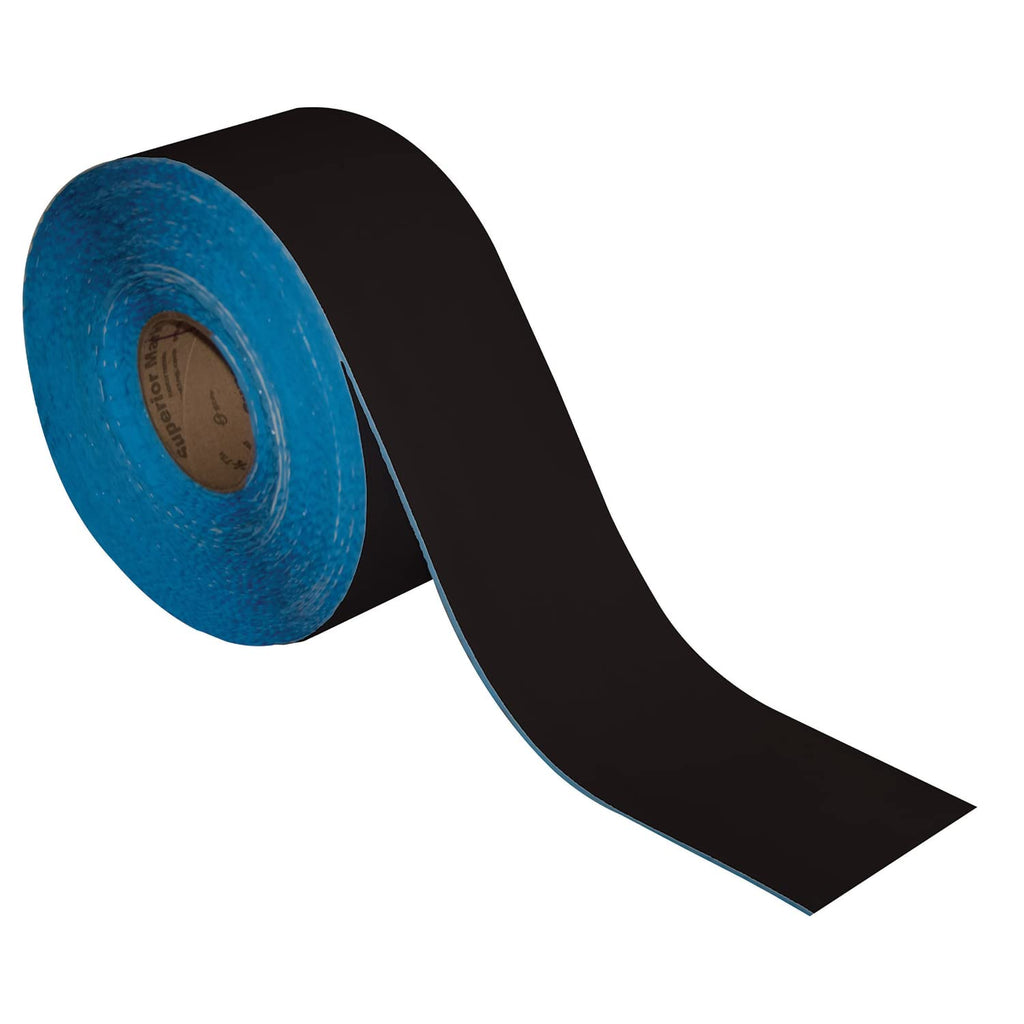 SmartSign Black 4 inch x 100 feet Floor Marking Tape, 32 mil Vinyl Floor Tape, Superior Mark Industrial Use Safety Tape with Beveled Edges, Strong Adhesive, for Gym/Warehouse/Courts