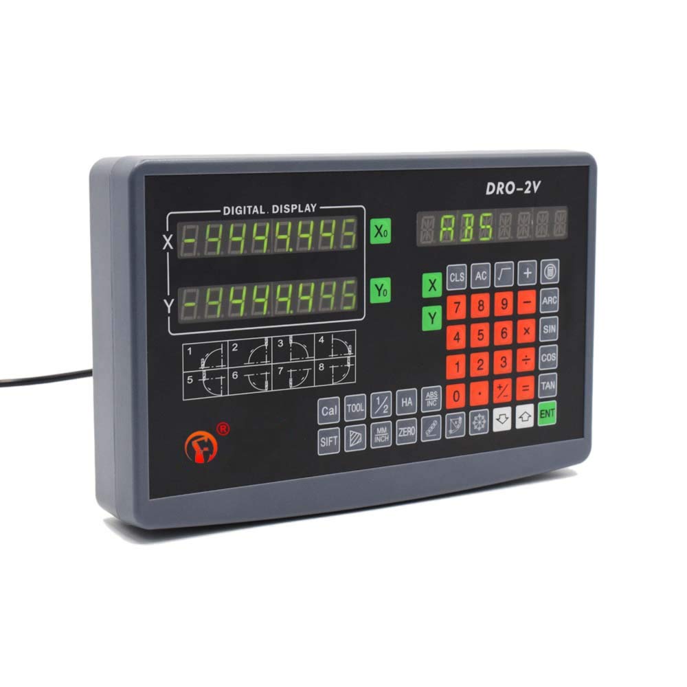 TOAUTO Digital Readout DRO, 2 Axis LCD Display 1um Glass Linear Scale Meter for CNC Milling Lathe EDM Machine