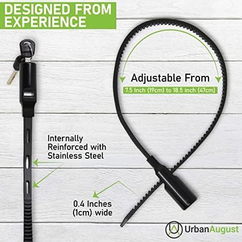 Urban August Adjustable Zip Tie Lock for Refrigerator Door Cabinet Bike Stroller Helmet - Multi-Purpose Keyed French Door Lock - Stainless Steel Fridge Lock with Key (5 Pack Keyed Alike)