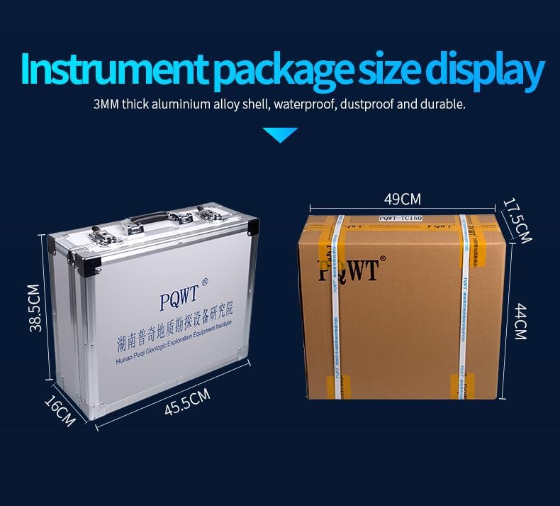 PQWT CL300 Water Leak Detectors for Home and Outside Wall Water Pipe Detector Acoustic Pipeline Leakage Detection Kit Professional Sensor Noise Reduce Headphone LCD Touchscreen Carry Case 3 Meters