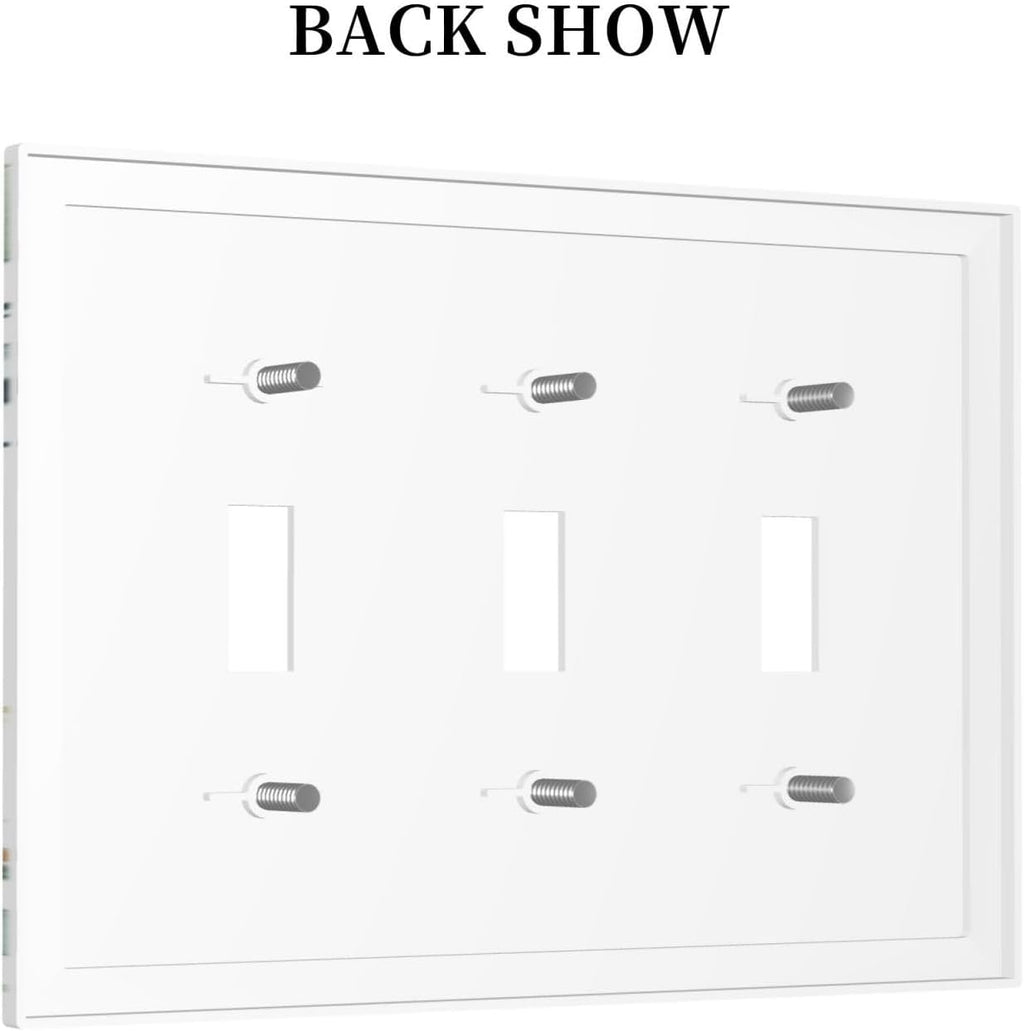 Decorative Light Switch Cover Plate Eucalyptus Leaf Geen Sage Leaves 3 Gang Wall Plates for Electrical Outlets Triple Toggle Switch Plate Covers Outlet Covers Faceplate for Bedroom Home Decor