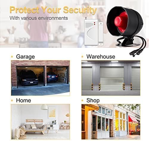 WiFi Home Alarm System, Wireless Alarm Security System with Loud 120dB Window Door Alarms Sensor, Remote Control WiFi Siren for Shed Garage