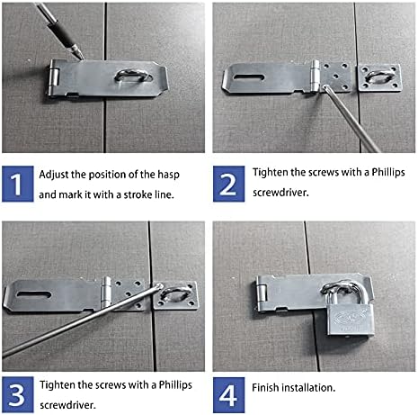 Door Hasp Padlock Latch, 4 Inch Stainless Steel Safety Clasp Hasp Lock Latch, Extra Thick Door Gate Lock Hasp with Screws, Brushed Finish 2 Pack