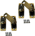 QCAA 2.5" x 2.65", Large, Heavy Solid Forged Brass Door Latch, 180 Degrees Flat Surface Mounting Door Latch Buckle for Doors & Windows, Antique Brass, 2 Pack, Made in Taiwan