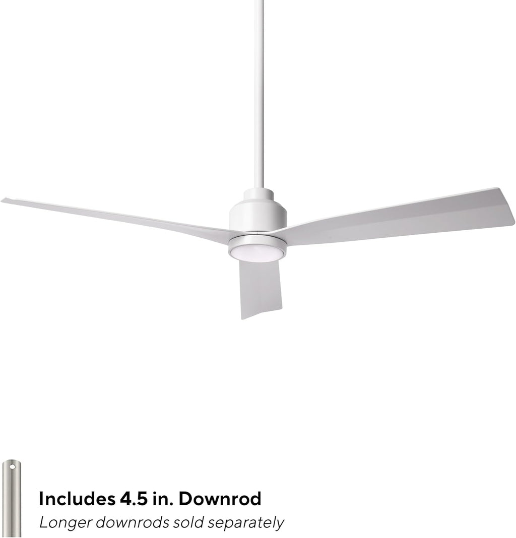 Clean Indoor/Outdoor 3-Blade Smart Compatible Ceiling Fan 52in Matte White with 3000K LED Light Kit and Remote Control with Wall Cradle. Works with iOS/Android, Alexa, and Google Assistant.