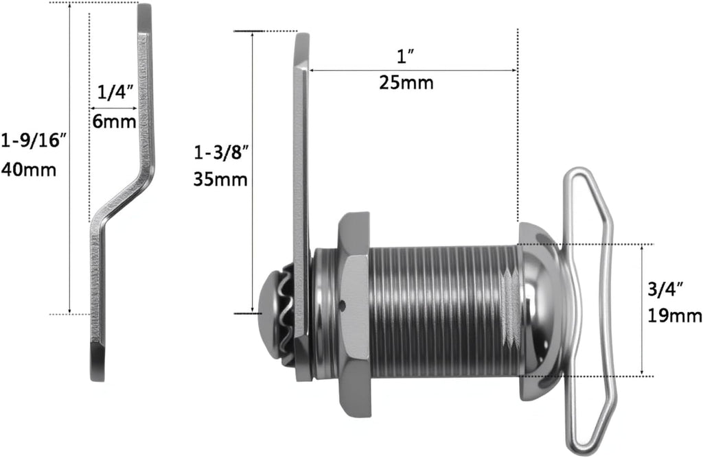 1" Thumb Operated Offset Cam Lock, RV Compartment Latch, Non-Locking Thumb Turn, for RV Compartment Camper Storage Door (6 Pack)