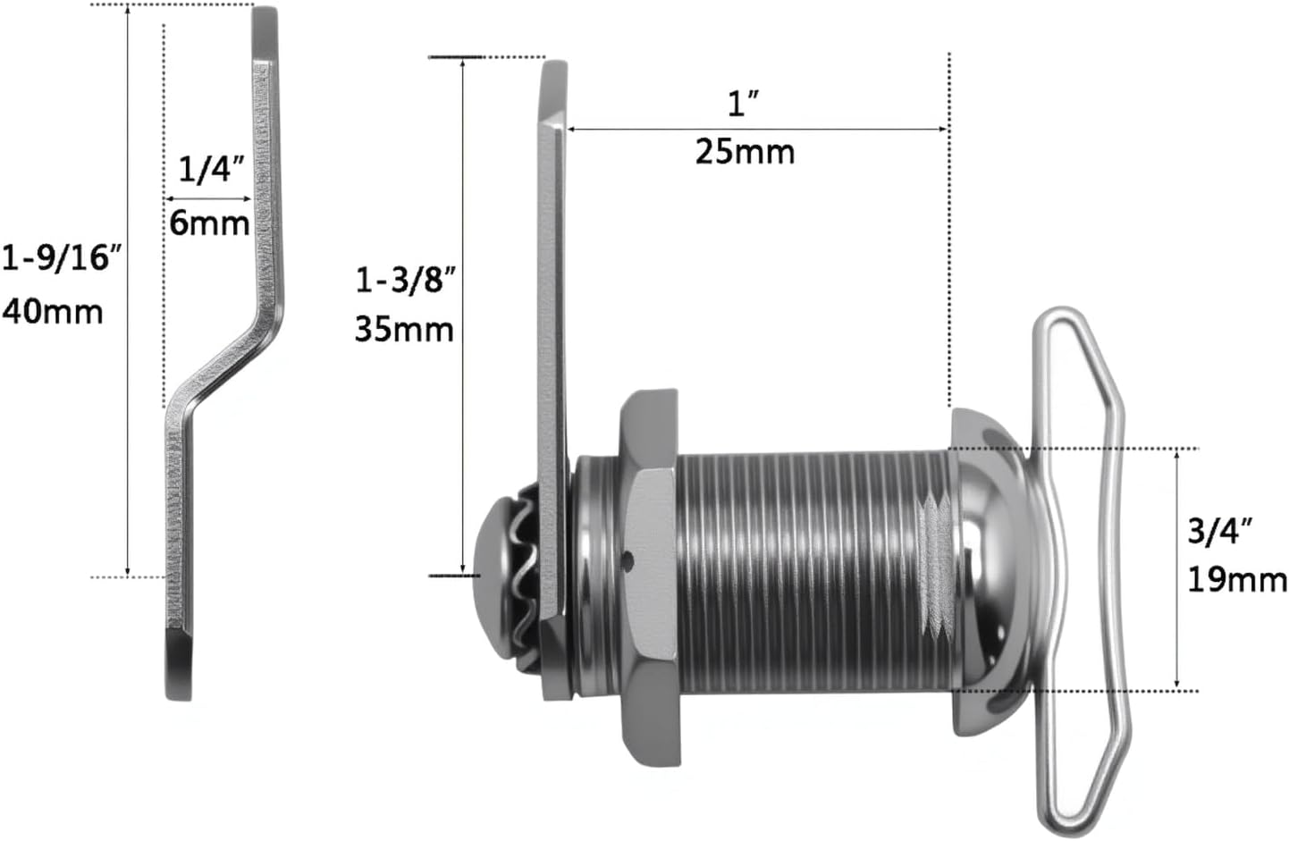 1" Thumb Operated Offset Cam Lock, RV Compartment Latch, Non-Locking Thumb Turn, for RV Compartment Camper Storage Door (6 Pack)