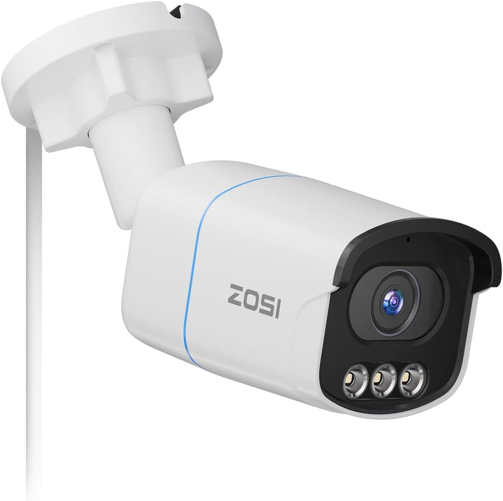 ZOSI C186 5MP 3K Aurora Lux True Color Night Vision PoE IP Security Camera, Smart Person/Vehicle Alerts for Outdoor Indoor Surveillance, Light & Siren Alarms, Two-Way Talk, with Our NVR or PoE Switch