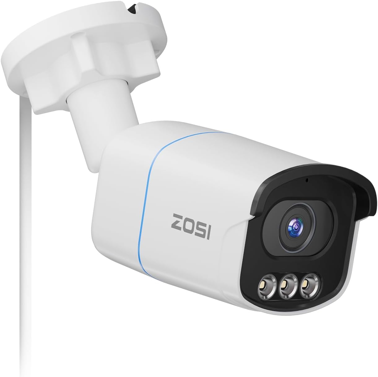 ZOSI C186 5MP 3K Aurora Lux True Color Night Vision PoE IP Security Camera, Smart Person/Vehicle Alerts for Outdoor Indoor Surveillance, Light & Siren Alarms, Two-Way Talk, with Our NVR or PoE Switch