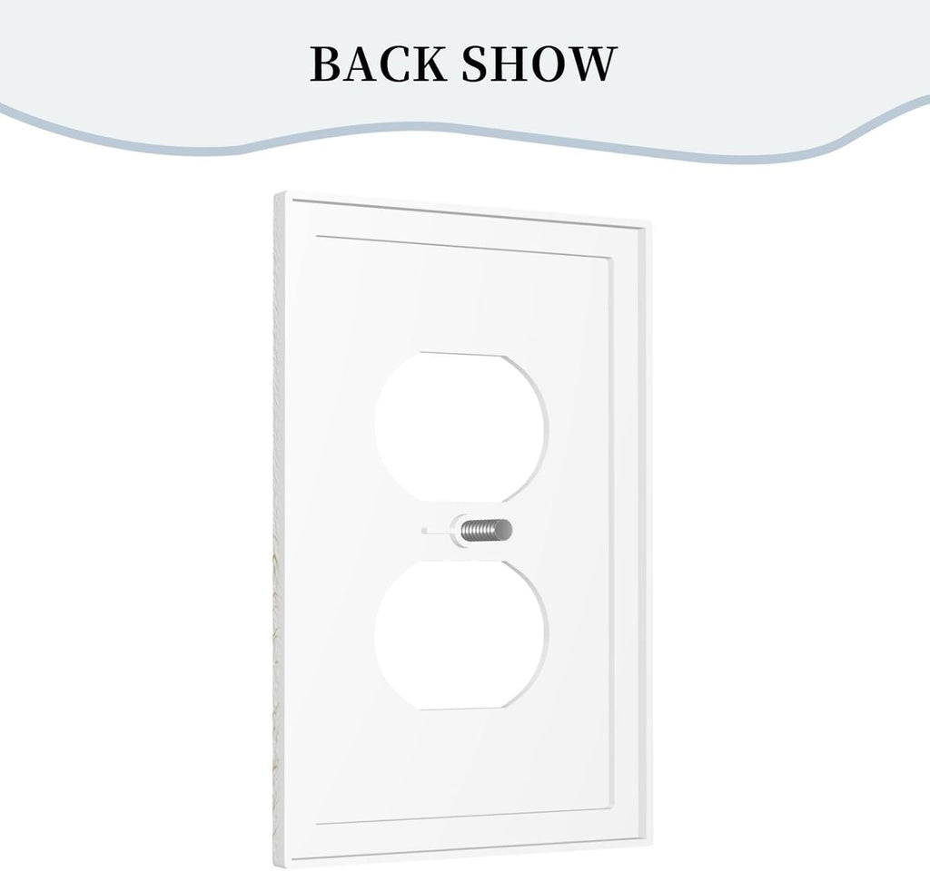 Decorative Outlet Covers Rustic Blue Flower Floral Gold Leaf 1 Gang Duplex Light Switch Cover Plate Unique Wall Plates for Electrical Outlets Switch Plate Covers for Bedroom Home Decor