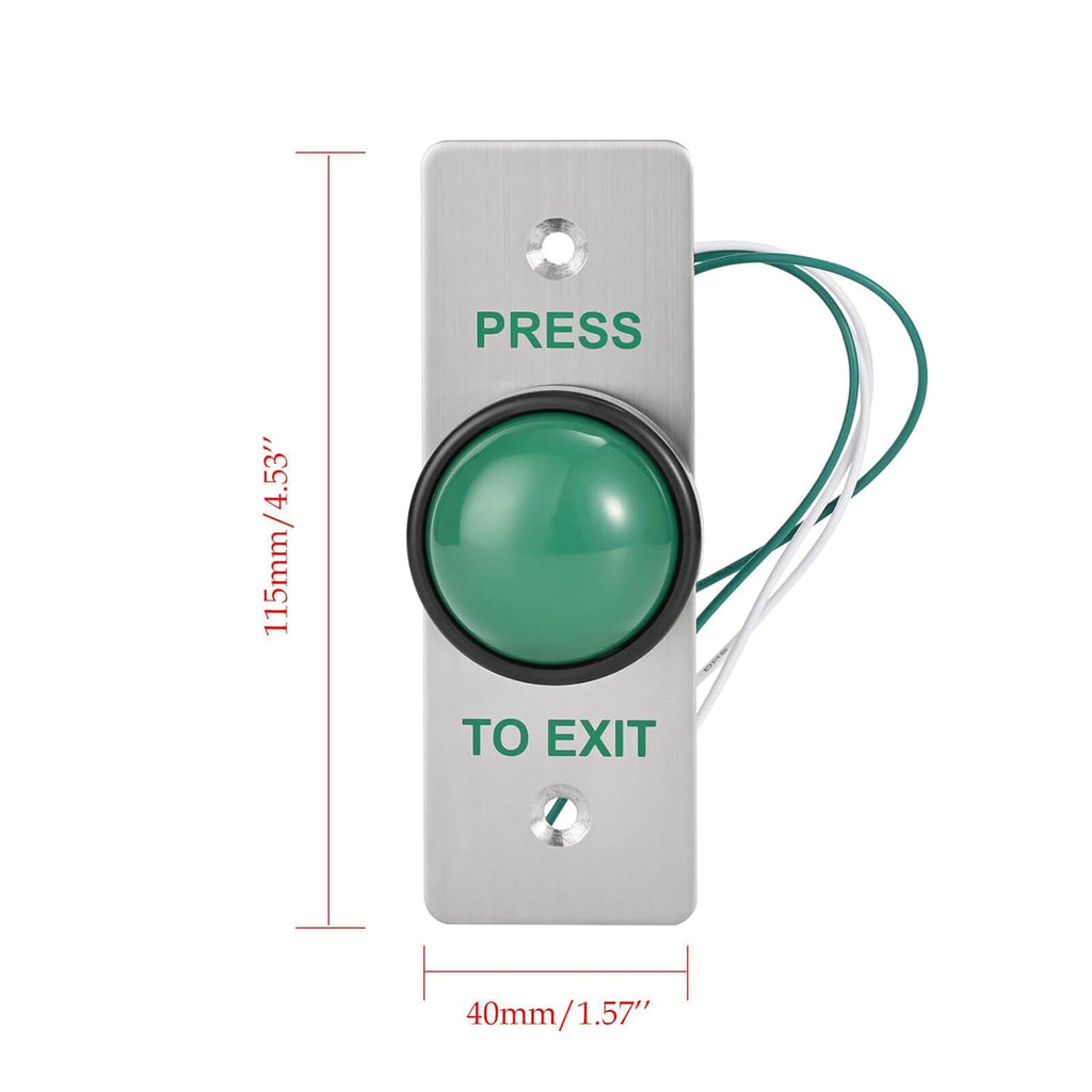 Push to Exit Button for Door Access Control Big Press Button IP68 Waterproof 304 Stainless Steel Shell NO/COM Output